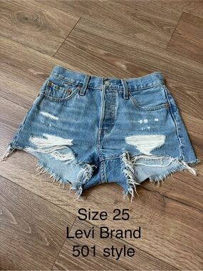 Levi's Light Blue Distressed Denim Cutoff Shorts
